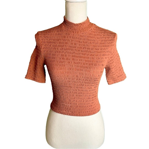 NWOT A.L.C. ‘Dana’ Smocked Mock Neck Crop Top in “Deep Amber” Size XS - Picture 9 of 14